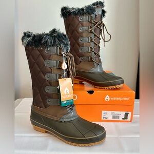 Sporto Women's Chocolate/Olive Quilted Winter Boots